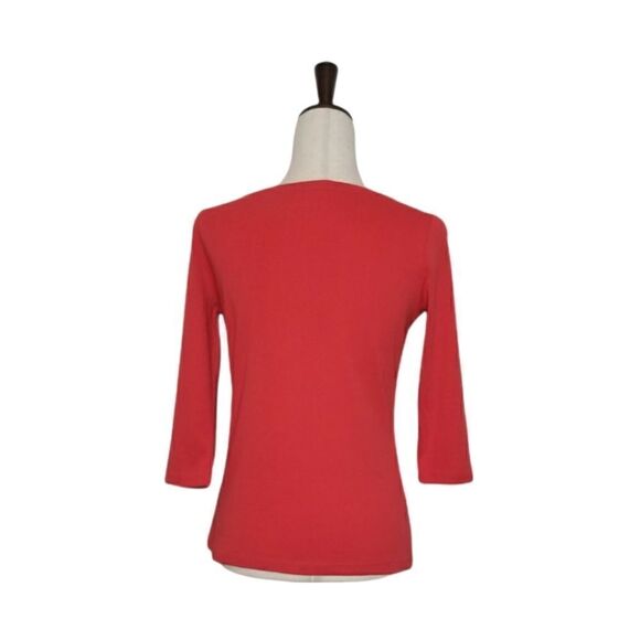 Talbots Red 3/4 Sleeve 100% Pima Cotton Petite T-shirt Size Sp - Picture 3 of 5